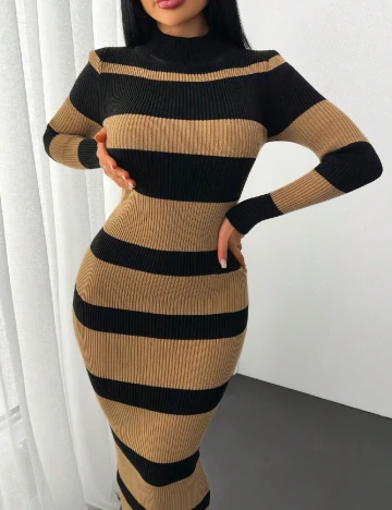 Rochie lunga SHEIN, negru/maro