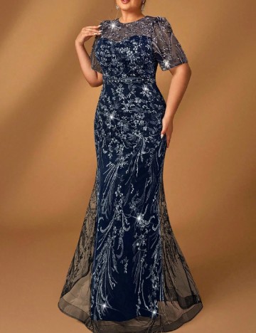 Rochie lunga SHEIN CURVE, bleumarin