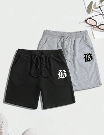 Set Pantaloni scurti 2 perechi SHEIN, negru/gri