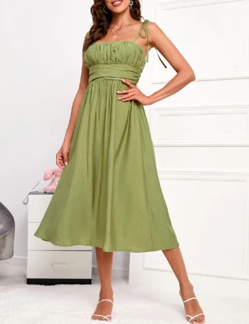 Rochie medie Double Crazy, verde deschis