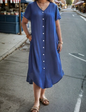 Rochie medie Emery Rose Curve, albastru