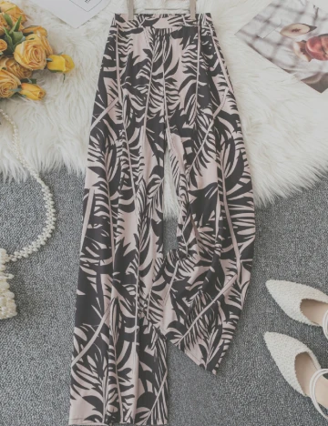 Pantaloni SHEIN CURVE, negru/crem