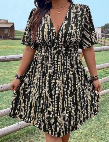 
						Rochie scurta SHEIN CURVE, maro/negru