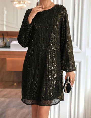 Rochie scurta SHEIN, negru/auriu