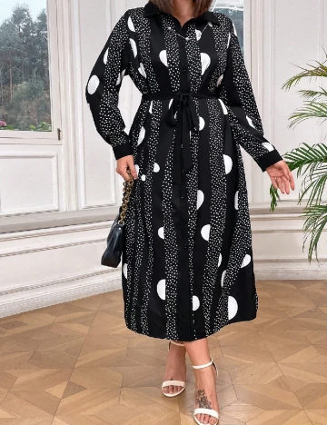 Rochie lunga SHEIN CURVE, negru/alb