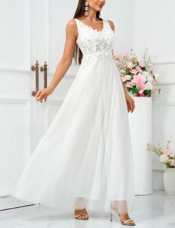 
						Rochie lunga SHEIN, alb/gri