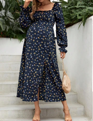 Rochie lunga SHEIN Maternity, bleumarin/floral