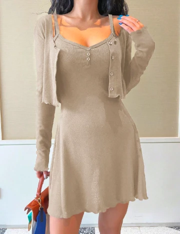 Set Rochie si Cardigan Dazy, bej
