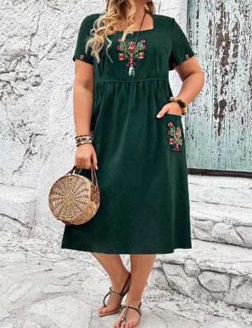 Rochie medie SHEIN CURVE, verde