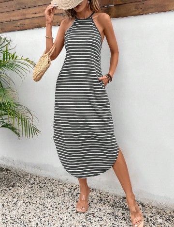 
						Rochie medie SHEIN, alb/gri