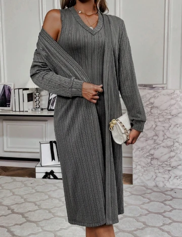 Set Rochie si Cardigan SHEIN, gri