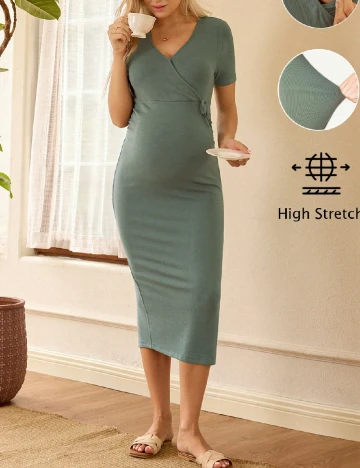 Rochie medie SHEIN Maternity, verde