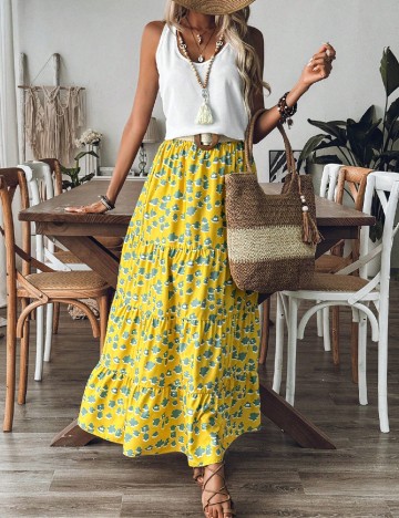 
						Compleu SHEIN, galben/alb