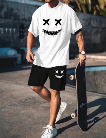 Compleu SHEIN Plus Size Men, alb/negru