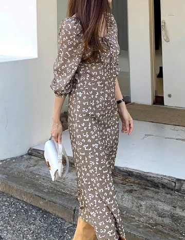 Rochie medie Dazy, maro