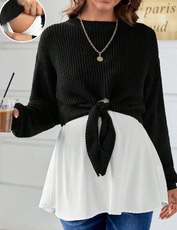 
						Set top si maiou SHEIN Maternity, negru/alb