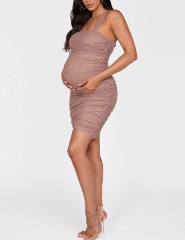 Rochie scurta SHEIN Maternity, roz pudra inchis