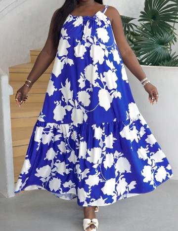 
						Rochie lunga SHEIN CURVE, alb/albastru