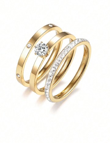 
						Set Inele 3 bucati SHEIN, auriu