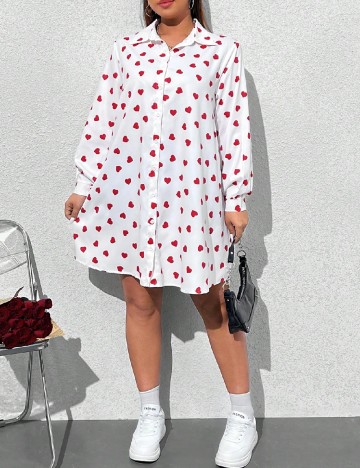 
						Rochie scurta SHEIN CURVE, alb/rosu