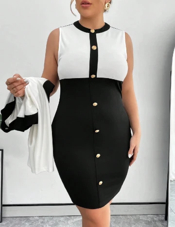 Rochie scurta SHEIN CURVE, alb/negru