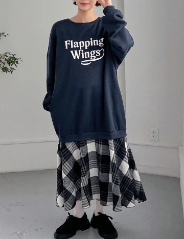 Rochie medie Friful, bleumarin/gri