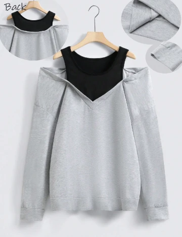 Bluza SHEIN CURVE, gri/negru