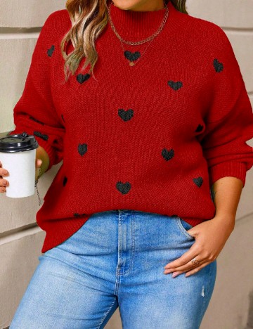 
						Pulover SHEIN CURVE, rosu