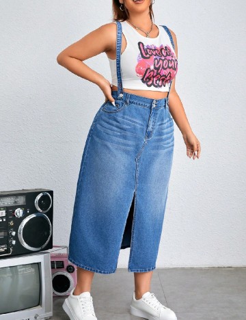 
						Fusta SHEIN CURVE, albastru