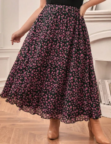 Fusta SHEIN CURVE, floral print