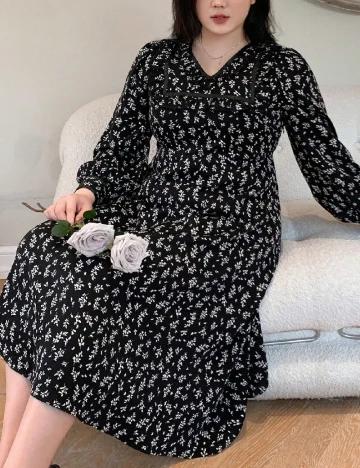 Rochie medie Dazy Plus Size, negru