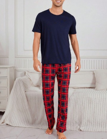 
						Pijama SHEIN, albastru/rosu