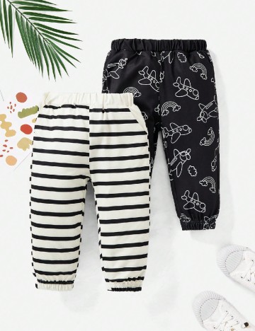 
						Set pantaloni CozyCub, bleumarin/alb