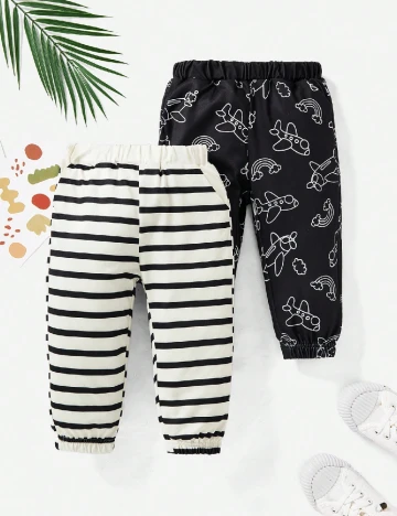 Set pantaloni CozyCub, bleumarin/alb
