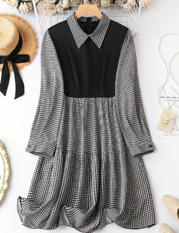 Rochie medie SHEIN CURVE, negru/alb