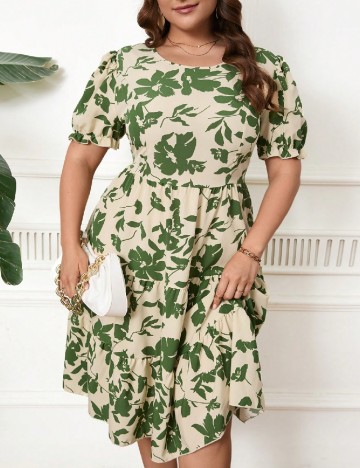 
						Rochie scurta SHEIN CURVE, verde/crem