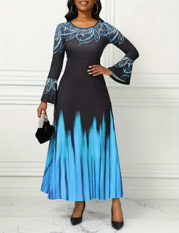 Rochie lunga SHEIN, negru/albastru