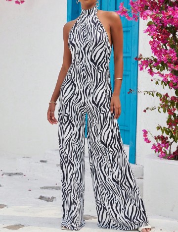 
						Salopeta SHEIN, alb/negru