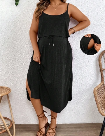 Rochie medie SHEIN Maternity Plus, negru