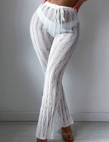 Pantaloni de plaja SHEIN, alb