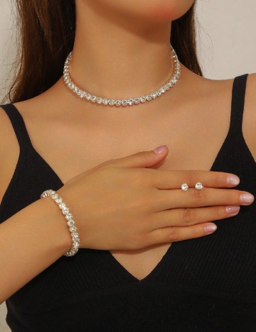 
						Set colier, bratara, cercei SHEIN, auriu