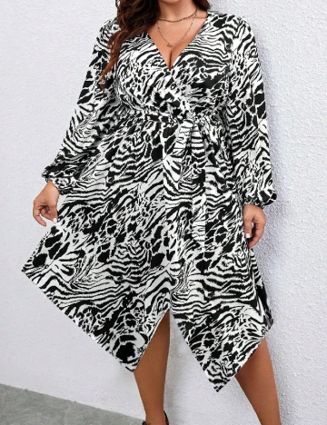 Rochie medie SHEIN CURVE, negru/alb