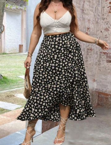 Fusta SHEIN CURVE, floral print