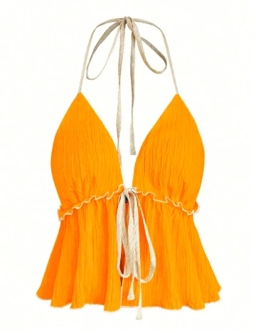 Top SHEIN CURVE, portocaliu