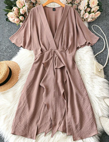 Rochie scurta SHEIN CURVE, maro deschis