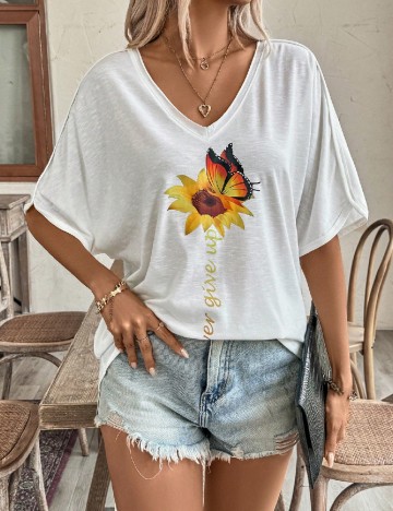 Tricou Oversize SHEIN, alb