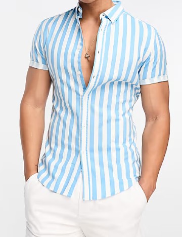 
						Camasa ASOS, alb/albastru