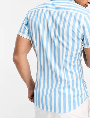Camasa ASOS, alb/albastru