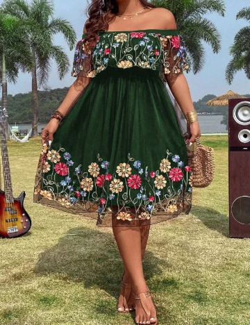 Rochie medie SHEIN CURVE, verde