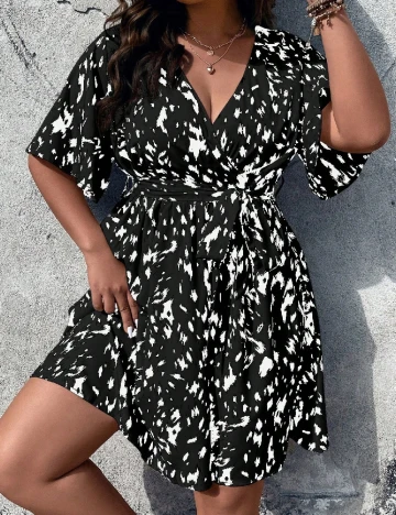 Rochie scurta SHEIN CURVE, negru/alb